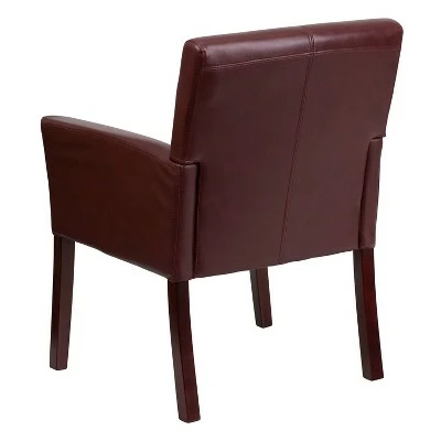 Executive Side Leather Chair Mahogany Legs - Flash Furniture White 3 Executive Side Leather Chair Mahogany Legs - Flash Furniture White - Image 2