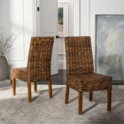 Set of 2 Sanibel Dining Chair Wood/Brown - Safavieh 3 Set of 2 Sanibel Dining Chair Wood/Brown - Safavieh
