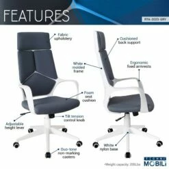 Modern Studio Office Chair Gray/White - Techni Mobili -Office Chairs Sales Shop unnamed file 1136