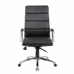Executive Vinyl Chair with Metal Chrome Finish Black - Boss Office Products