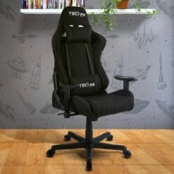 Fabric Ergonomic High Back Racer Style Video Gaming Chair Black - Techni Sport