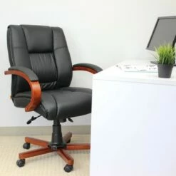 Mid Back Executive Wood Finished Chairs Black - Boss Office Products