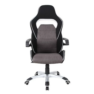 Ergonomic Upholstered Racing Style Home & Office Chair Gray/Black - Techni Mobili 4 Ergonomic Upholstered Racing Style Home & Office Chair Gray/Black - Techni Mobili - Image 2