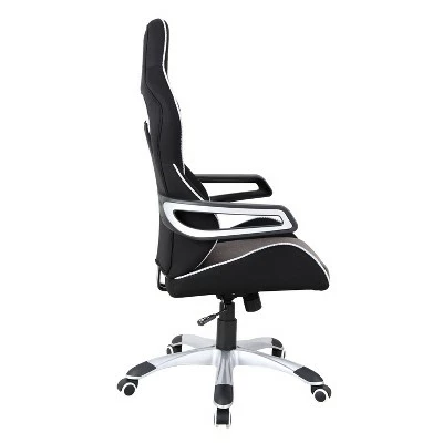 Ergonomic Upholstered Racing Style Home & Office Chair Gray/Black - Techni Mobili 6 Ergonomic Upholstered Racing Style Home & Office Chair Gray/Black - Techni Mobili - Image 4