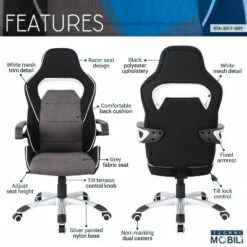 Ergonomic Upholstered Racing Style Home & Office Chair Gray/Black - Techni Mobili 12 Ergonomic Upholstered Racing Style Home & Office Chair Gray/Black - Techni Mobili -Office Chairs Sales Shop unnamed file 1243