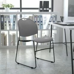 Flash Furniture HERCULES Series 880 lb. Capacity Ultra-Compact Stack Chair with Metal Frame
