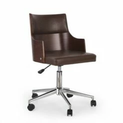 Rhine Mid-Century Modern Upholstered Swivel Office Chair - Christopher Knight Home Midnight Black/walnut -Office Chairs Sales Shop unnamed file 1399