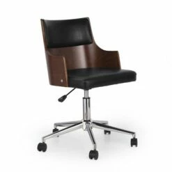 Rhine Mid-Century Modern Upholstered Swivel Office Chair - Christopher Knight Home Midnight Black/walnut -Office Chairs Sales Shop unnamed file 1400