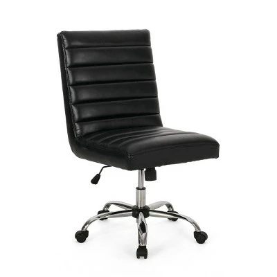 Sagle Contemporary Channel Stitch Swivel Office Chair - Christopher Knight Home Dark Brown/silver 5 Sagle Contemporary Channel Stitch Swivel Office Chair - Christopher Knight Home Dark Brown/silver - Image 3