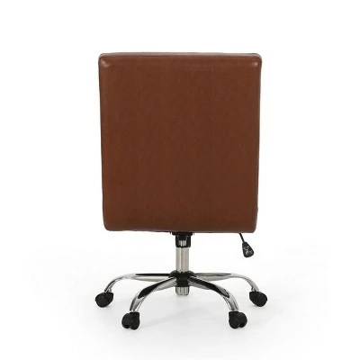 Sagle Contemporary Channel Stitch Swivel Office Chair - Christopher Knight Home Dark Brown/silver 8 Sagle Contemporary Channel Stitch Swivel Office Chair - Christopher Knight Home Dark Brown/silver - Image 6