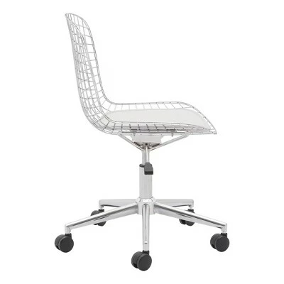 Modern Chrome Office Chair - ZM Home White Cushion 9 Modern Chrome Office Chair - ZM Home White Cushion - Image 7