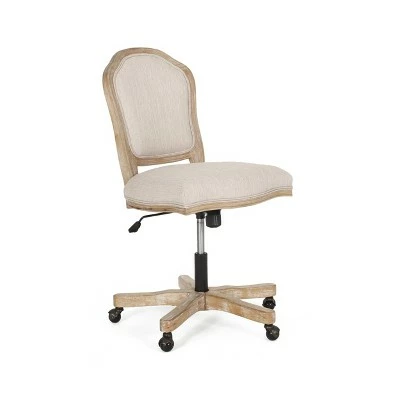 Scilley French Country Upholstered Swivel Office Chair - Christopher Knight Home Cognac Brown/natural 4 Scilley French Country Upholstered Swivel Office Chair - Christopher Knight Home Cognac Brown/natural - Image 2