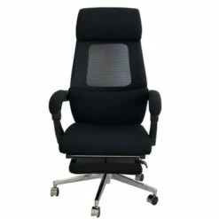Position Lock Ergonomic Swivel Office Chair with Fabric Seat and Retractable Footrest Black - The Urban Port
