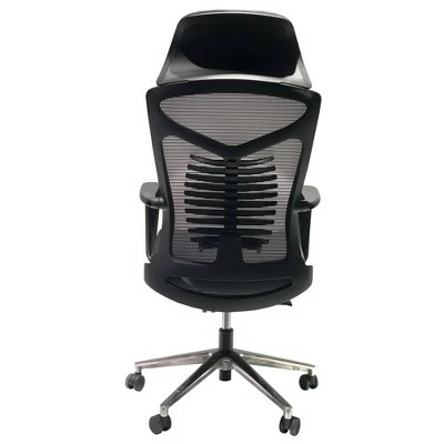 Mesh Back Padded Adjustable Ergonomic Office Chair with Headrest and Retractable Footrest Black - The Urban Port 5 Mesh Back Padded Adjustable Ergonomic Office Chair with Headrest and Retractable Footrest Black - The Urban Port - Image 3