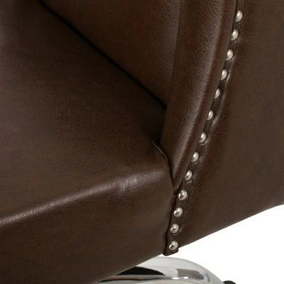 Bergen Contemporary Wingback Swivel Office Chair - Christopher Knight Home Dark Brown/chrome 4 Bergen Contemporary Wingback Swivel Office Chair - Christopher Knight Home Dark Brown/chrome - Image 2