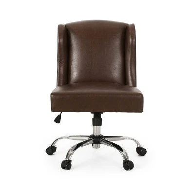 Bergen Contemporary Wingback Swivel Office Chair - Christopher Knight Home Dark Brown/chrome 8 Bergen Contemporary Wingback Swivel Office Chair - Christopher Knight Home Dark Brown/chrome - Image 6