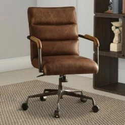 Metal and Top Grain Leather Executive Office Chair Brown - Benzara 8 Metal and Top Grain Leather Executive Office Chair Brown - Benzara -Office Chairs Sales Shop unnamed file 1889