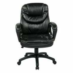 Faux Leather Managers Chair with Padded Arms - OSP Home Furnishings Chocolate
