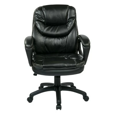 Faux Leather Managers Chair with Padded Arms - OSP Home Furnishings Chocolate 3 Faux Leather Managers Chair with Padded Arms - OSP Home Furnishings Chocolate