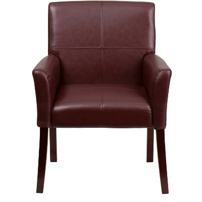 Executive Side Leather Chair Mahogany Legs - Flash Furniture White 4 Executive Side Leather Chair Mahogany Legs - Flash Furniture White - Image 3