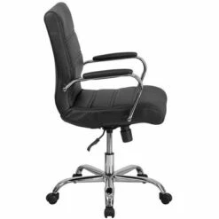 Mid-Back Executive Swivel Office Chair with Metal Frame and Arms - Riverstone Furniture Black