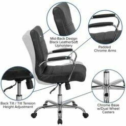 Mid-Back Executive Swivel Office Chair with Metal Frame and Arms - Riverstone Furniture Black -Office Chairs Sales Shop unnamed file 2053