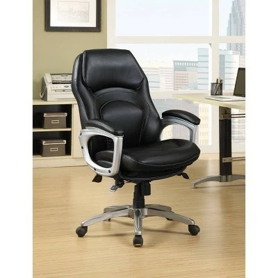 Back N Motion Health & Wellness Executive Chair Black Leather - Serta 4 Back N Motion Health & Wellness Executive Chair Black Leather - Serta - Image 2