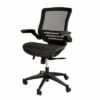 Mid-Back Transparent Mesh Executive Swivel Office Chair with Flip-Up Arms - Riverstone Furniture Black