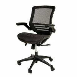 Mid-Back Transparent Mesh Executive Swivel Office Chair with Flip-Up Arms - Riverstone Furniture Black
