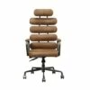 Leatherette Metal Swivel Executive Chair with Five Horizontal Panels Backrest Brown - Benzara -Office Chairs Sales Shop unnamed file 2190