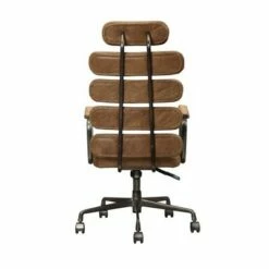 Leatherette Metal Swivel Executive Chair with Five Horizontal Panels Backrest Brown - Benzara -Office Chairs Sales Shop unnamed file 2192