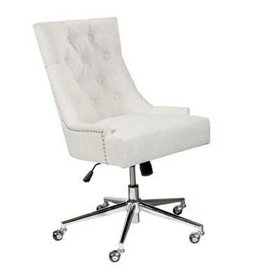 Button Tufted Adjustable Upholstered Office Chair Beige - HomeFare 4 Button Tufted Adjustable Upholstered Office Chair Beige - HomeFare - Image 2