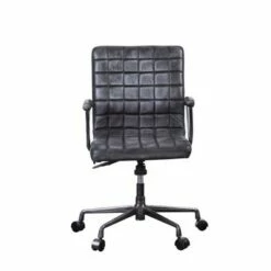 Barack Executive Office Chair Vintage Black Top Grain Leather/Aluminum - Acme Furniture