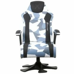 X Rocker Ergonomic Leather Gaming Office Desk Chair with Pedestal Swivel Base, Padded Arms and Headrest, and Foldable Backrest, Gray and Black Camo