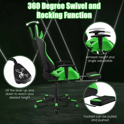 Costway Massage Gaming Chair Reclining Racing Office Computer Chair with Footrest WhiteBluePinkRed 8 Costway Massage Gaming Chair Reclining Racing Office Computer Chair with Footrest WhiteBluePinkRed - Image 6