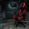 Flash Furniture X30 Gaming Chair Racing Office Ergonomic Computer Chair with Fully Reclining Back and Slide-Out Footrest in Red LeatherSoft