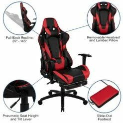 Flash Furniture X30 Gaming Chair Racing Office Ergonomic Computer Chair with Fully Reclining Back and Slide-Out Footrest in Red LeatherSoft -Office Chairs Sales Shop unnamed file 2566