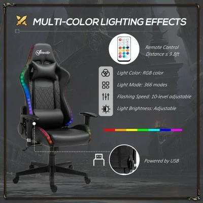 Vinsetto Gaming Chair with RGB LED 2D Arm Lumbar Support Swivel Home Office Computer Recliner High Back Racing Gamer Desk Chair 4 Vinsetto Gaming Chair with RGB LED 2D Arm Lumbar Support Swivel Home Office Computer Recliner High Back Racing Gamer Desk Chair - Image 2