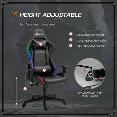 Vinsetto Gaming Chair with RGB LED 2D Arm Lumbar Support Swivel Home Office Computer Recliner High Back Racing Gamer Desk Chair 5 Vinsetto Gaming Chair with RGB LED 2D Arm Lumbar Support Swivel Home Office Computer Recliner High Back Racing Gamer Desk Chair - Image 3