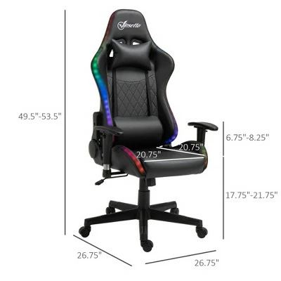 Vinsetto Gaming Chair with RGB LED 2D Arm Lumbar Support Swivel Home Office Computer Recliner High Back Racing Gamer Desk Chair 6 Vinsetto Gaming Chair with RGB LED 2D Arm Lumbar Support Swivel Home Office Computer Recliner High Back Racing Gamer Desk Chair - Image 4