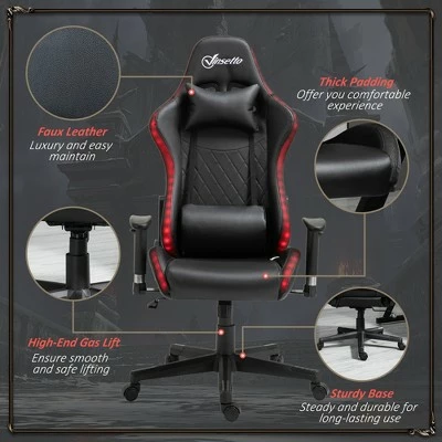 Vinsetto Gaming Chair with RGB LED 2D Arm Lumbar Support Swivel Home Office Computer Recliner High Back Racing Gamer Desk Chair 8 Vinsetto Gaming Chair with RGB LED 2D Arm Lumbar Support Swivel Home Office Computer Recliner High Back Racing Gamer Desk Chair - Image 6