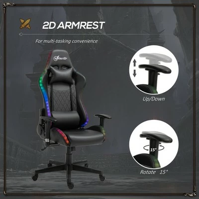Vinsetto Gaming Chair with RGB LED 2D Arm Lumbar Support Swivel Home Office Computer Recliner High Back Racing Gamer Desk Chair 9 Vinsetto Gaming Chair with RGB LED 2D Arm Lumbar Support Swivel Home Office Computer Recliner High Back Racing Gamer Desk Chair - Image 7