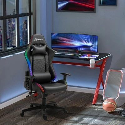 Vinsetto Gaming Chair with RGB LED 2D Arm Lumbar Support Swivel Home Office Computer Recliner High Back Racing Gamer Desk Chair 10 Vinsetto Gaming Chair with RGB LED 2D Arm Lumbar Support Swivel Home Office Computer Recliner High Back Racing Gamer Desk Chair - Image 8