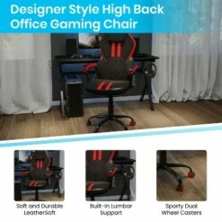 Flash Furniture Ergonomic Office Computer Chair - Adjustable Black and Red Designer Gaming Chair - 360° Swivel - Red Dual Wheel Casters -Office Chairs Sales Shop unnamed file 2621