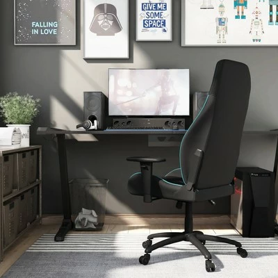 Ansar Diamond Stitched Faux Leather Gaming Chair - miBasics Black/white 6 Ansar Diamond Stitched Faux Leather Gaming Chair - miBasics Black/white - Image 4