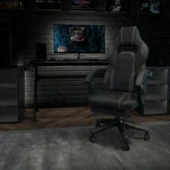 Flash Furniture X40 Gaming Chair Racing Ergonomic Computer Chair with Fully Reclining Back/Arms, Slide-Out Footrest, Massaging Lumbar