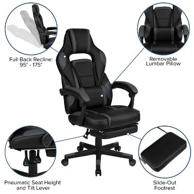 Flash Furniture X40 Gaming Chair Racing Ergonomic Computer Chair with Fully Reclining Back/Arms, Slide-Out Footrest, Massaging Lumbar 8 Flash Furniture X40 Gaming Chair Racing Ergonomic Computer Chair with Fully Reclining Back/Arms, Slide-Out Footrest, Massaging Lumbar - Image 6