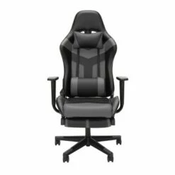 High Back Leather Gaming Chair with Extendable Footrest - OFM White
