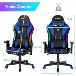 Costway Gaming Chair Adjustable Swivel Computer Chair w/ Dynamic LED Lights