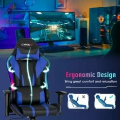 Costway Gaming Chair Adjustable Swivel Computer Chair w/ Dynamic LED Lights -Office Chairs Sales Shop unnamed file 2853